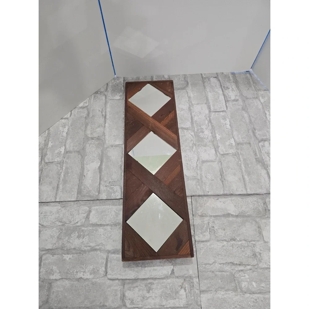 MCM Triple Diamond Shape Mirrors Wood Frame Wall Hanging 22